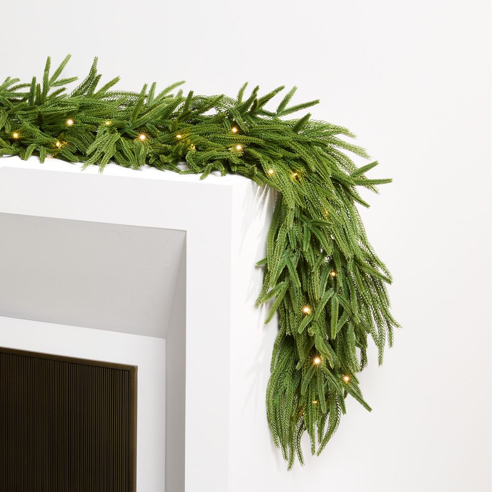 Faux Pre-Lit Norfolk Pine Holiday 28" Wreath and 6' Garland