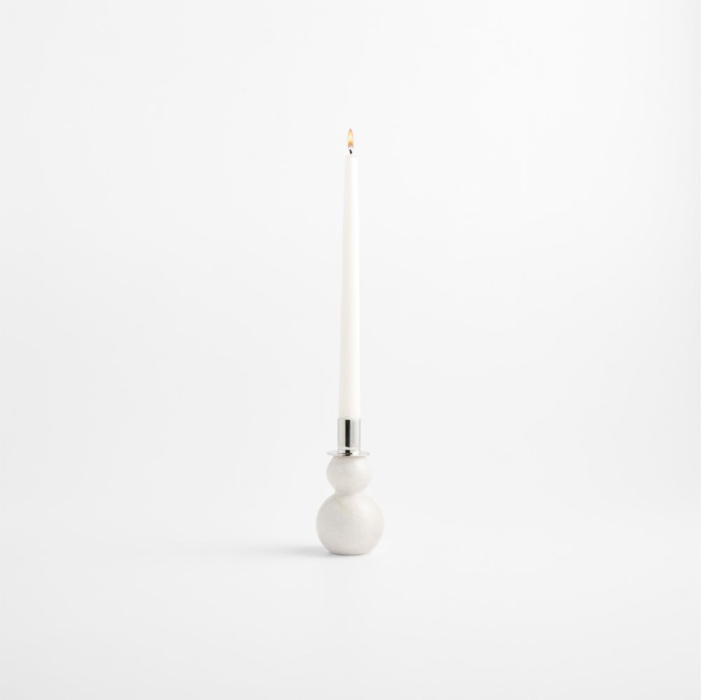 Marble Snowman Taper Candle Holders