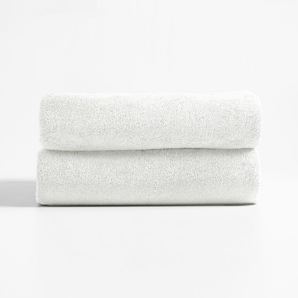 Classic Organic Turkish Cotton White Bath Towels, Set of 2