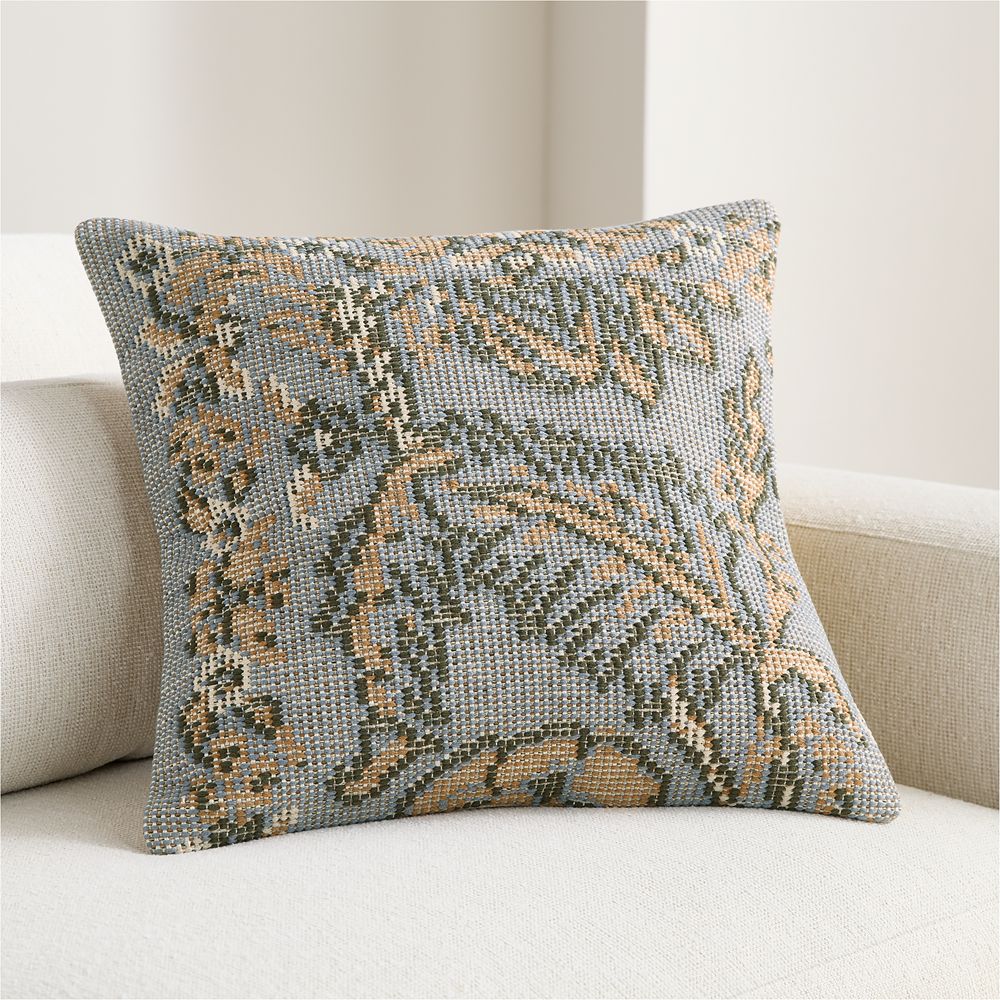 Hillsfield Organic Cotton 20"x20" Blue Throw Pillow