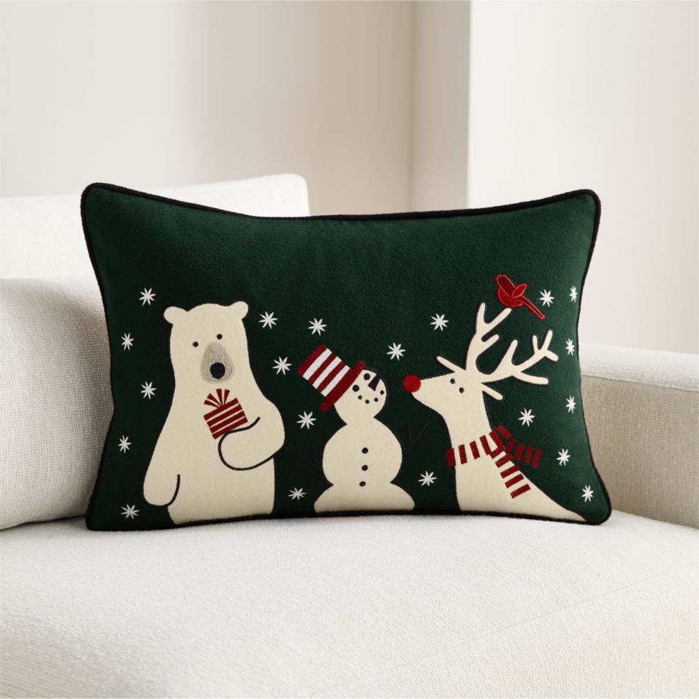 Joan Anderson's Arctic Friends 24"x16" Spruce Green Throw Pillow