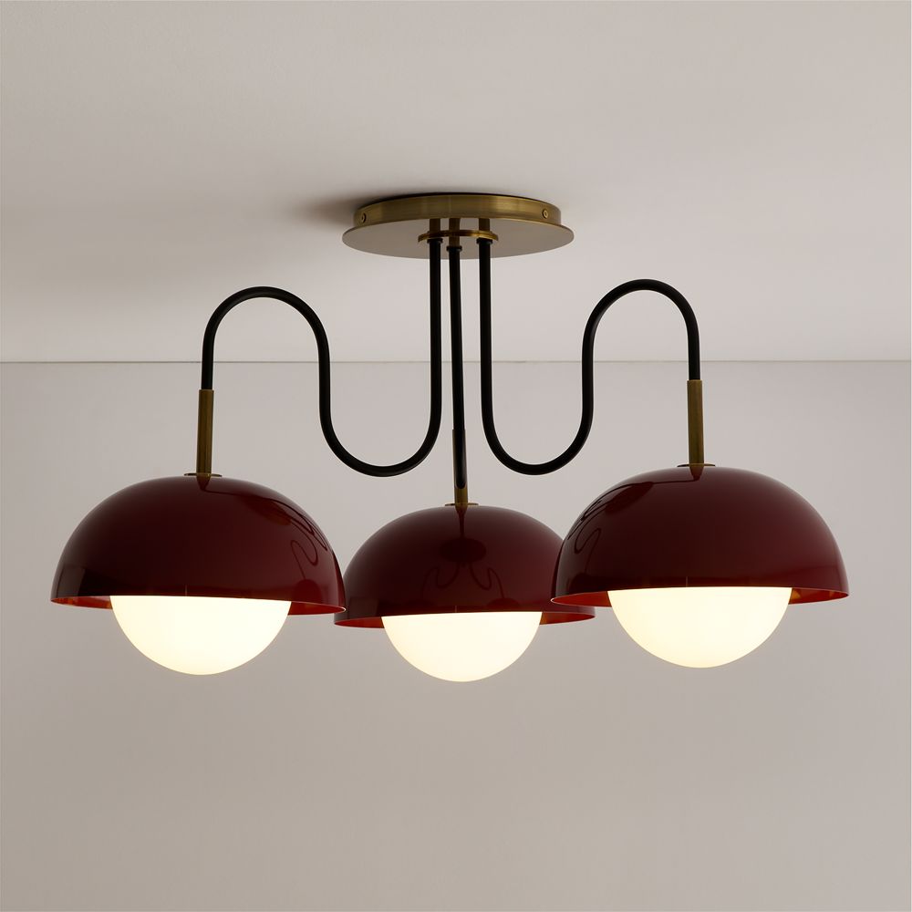 Grand Slam Lob 27" Enamel and Brass Maroon Kids Ceiling Light by Venus Williams