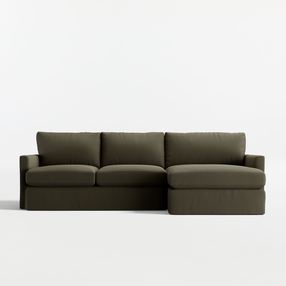 Lounge Deep 2-Piece Slipcovered Sectional Sofa with Chaise Lounge