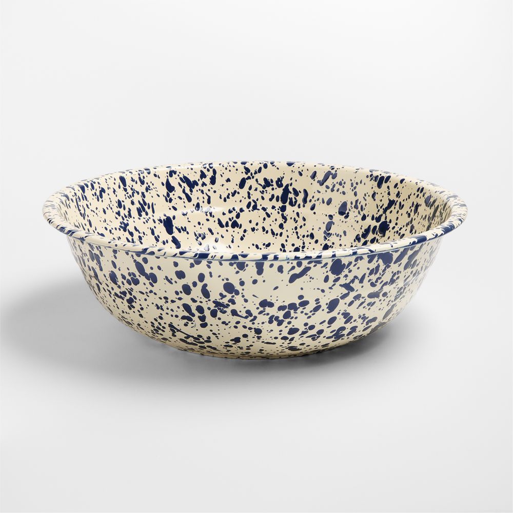 Splatter Enamelware Navy and Cream 8-Qt. Serve Bowl