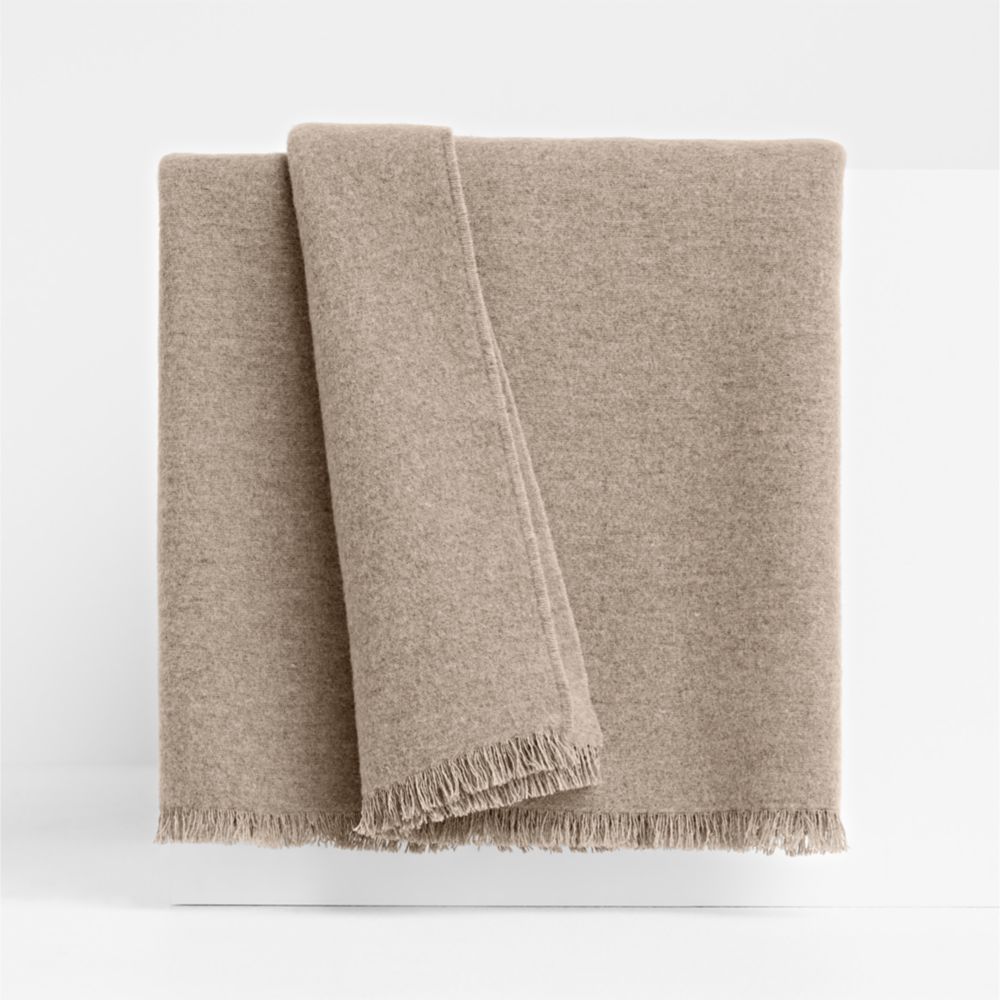 Italian 70"x55" Cashmere Blend Taupe Throw Blanket