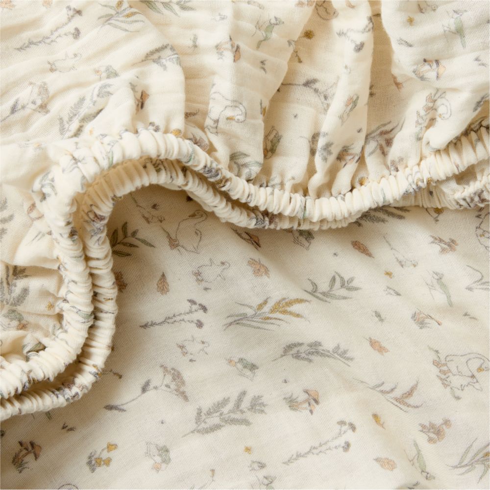 Supersoft Little Ducklings 100% Organic Cotton Gauze Baby Crib Fitted Sheet