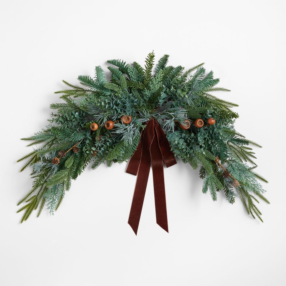 Faux Juniper, Pinecone and Acorn Holiday Swag 42'