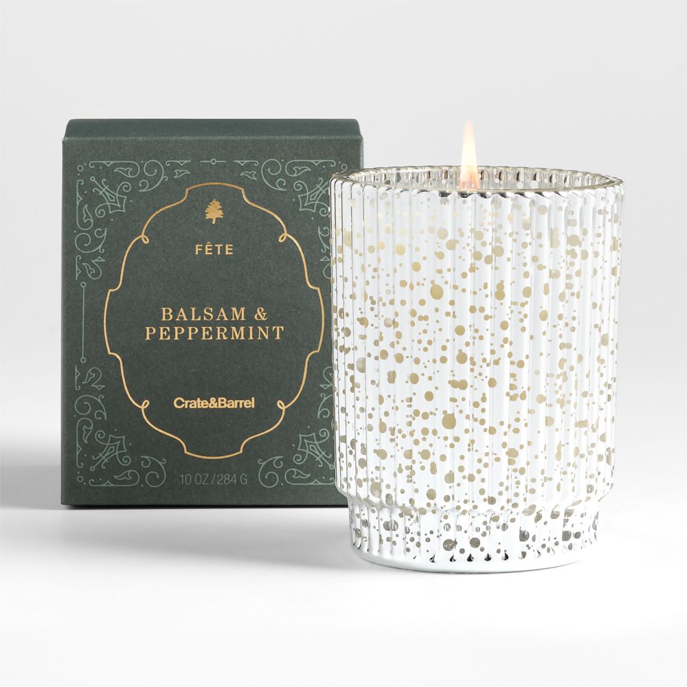 Fete Silver Balsam and Peppermint Holiday Scented Candles and Diffuser
