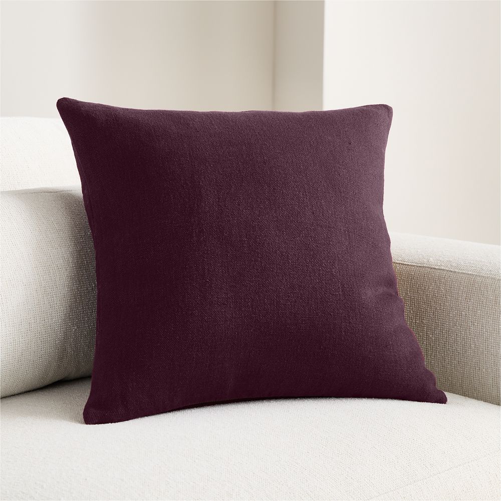 Relaxed Linen 20"x20" Deep Burgundy Layering Throw Pillow