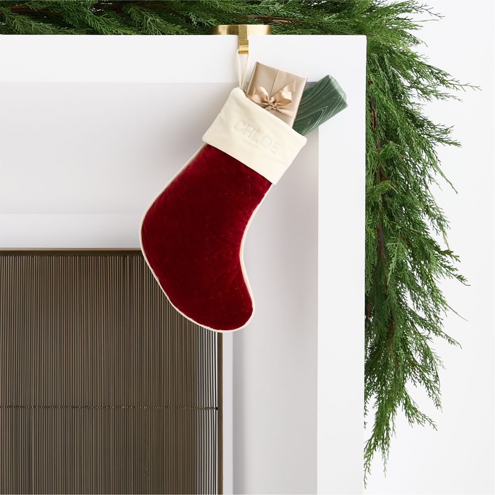 Quilted Velvet Mini Christmas Stocking 14"