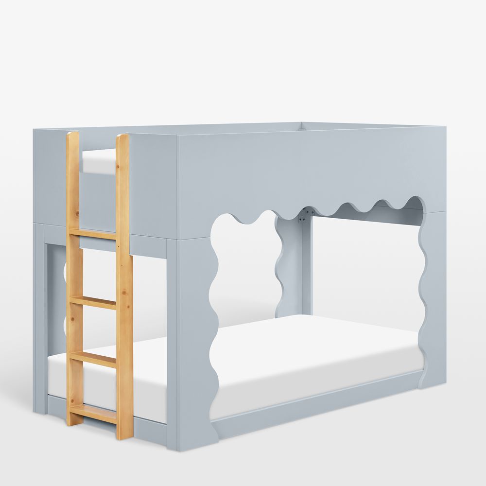 Babyletto Lido Wave Powder Blue Wood Convertible Kids Bunk Bed