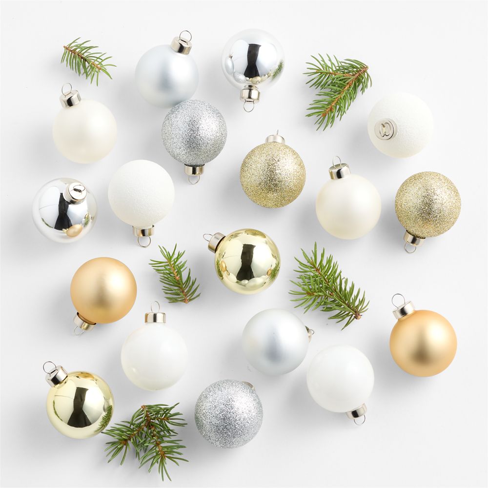 Medium Winter Metallics Ball Christmas Tree Ornaments, Boxed Set of 18