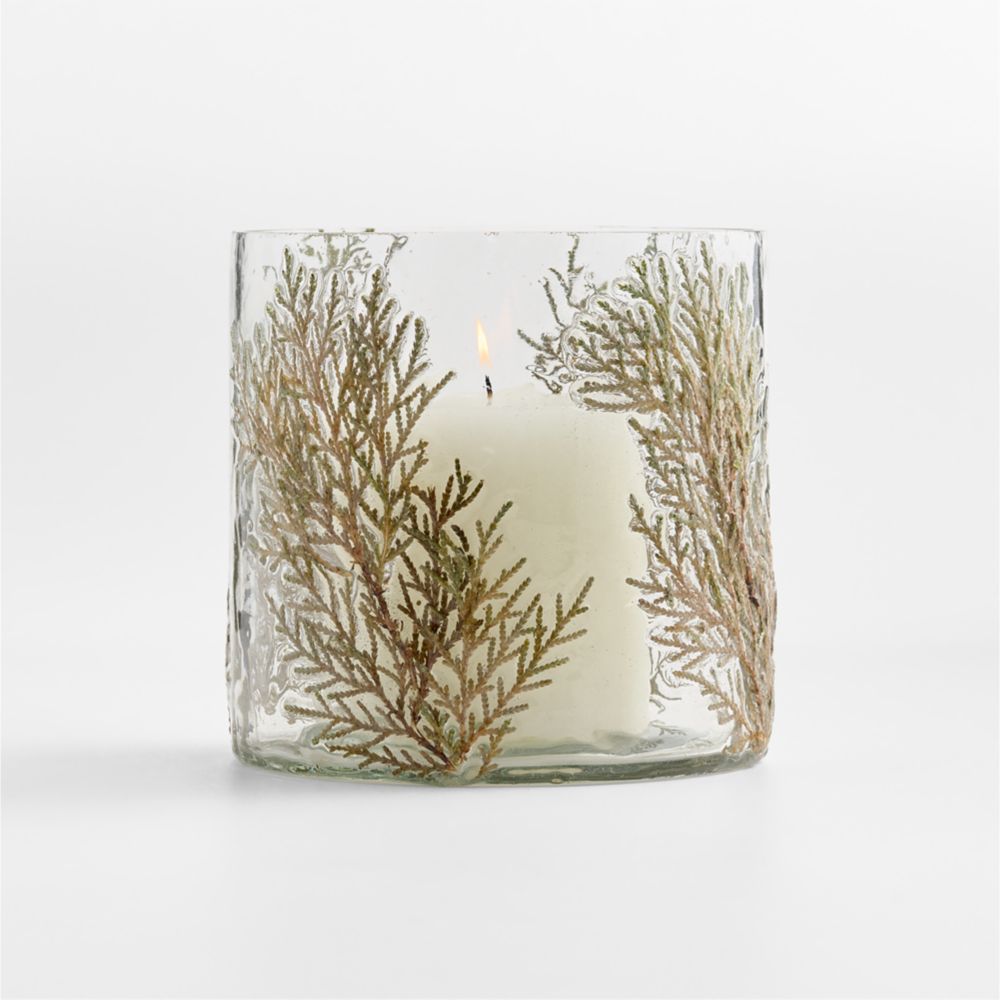 Botanical Glass Hurricane Candle Holders