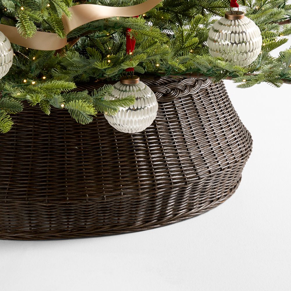Braided Dark Fiber Wicker Christmas Tree Collar 31"
