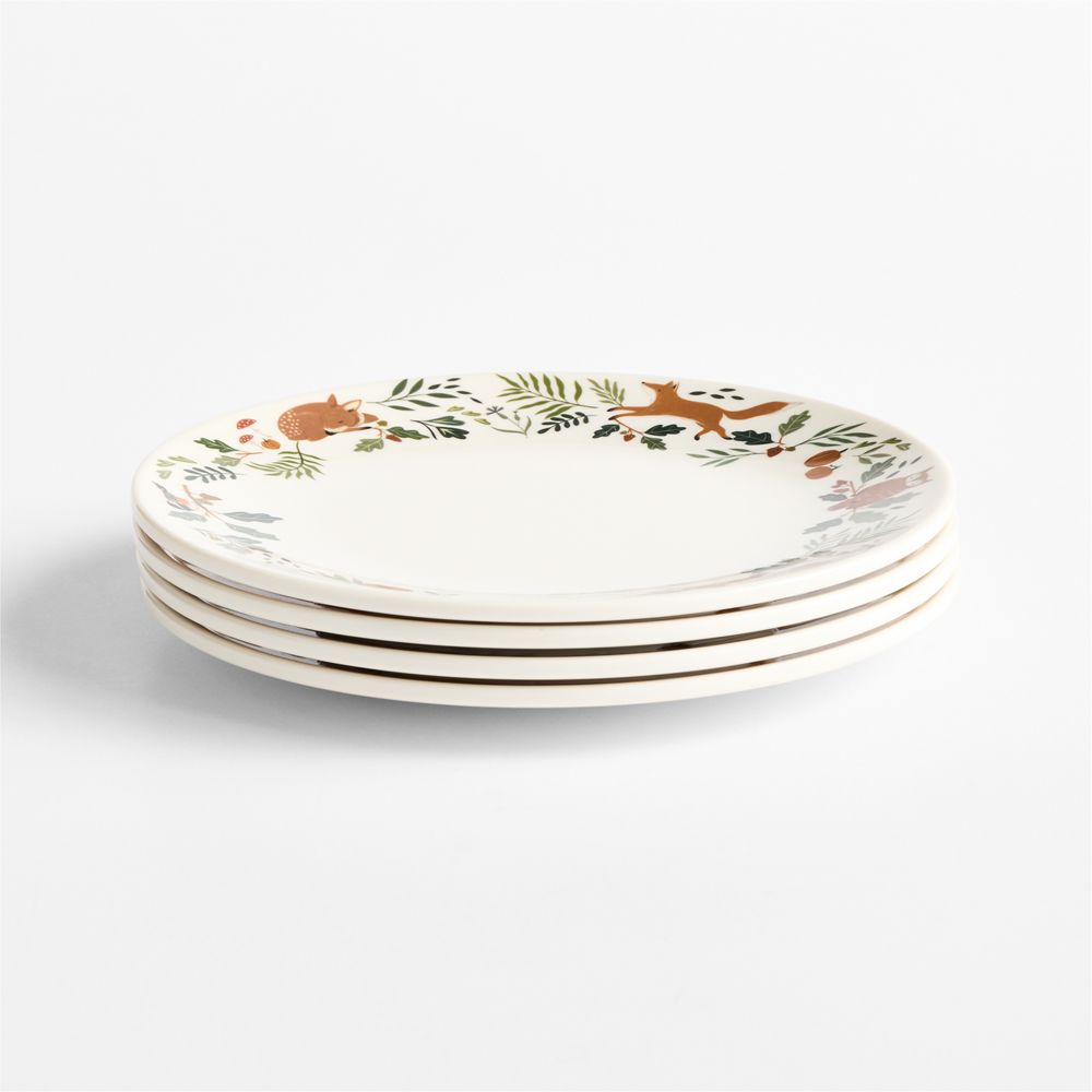Autumn Melamine Kids Dinner Plates, Set of 4