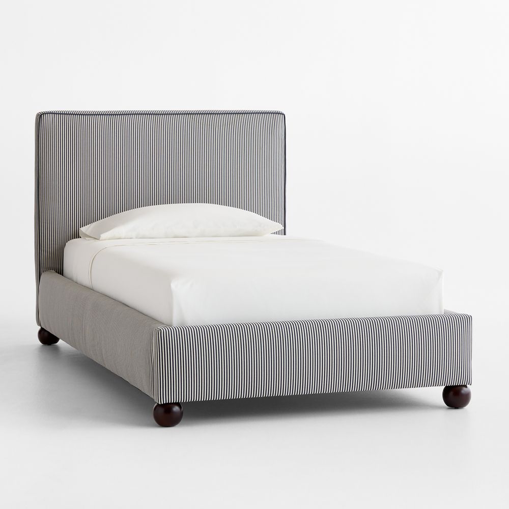 Avery Indigo Stripe Upholstered Kids Bed
