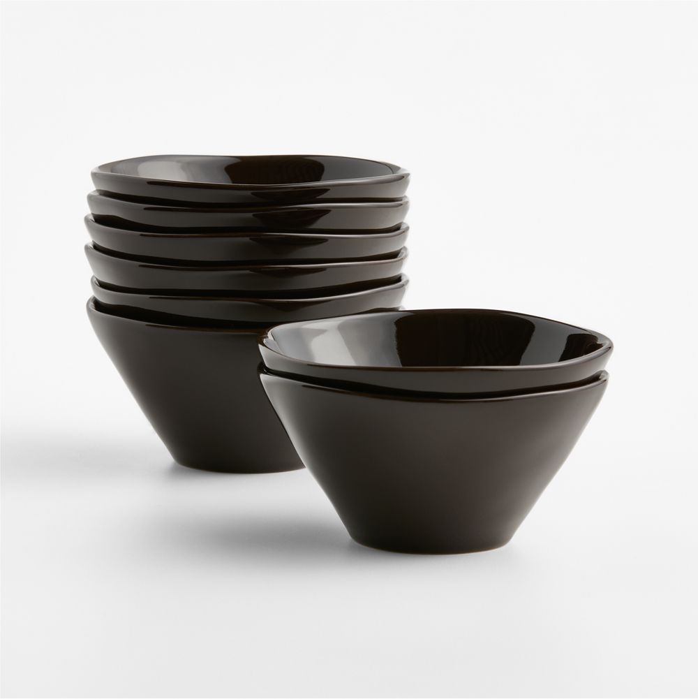 Marin Deep Brown Stoneware Cereal Bowls, Set of 8