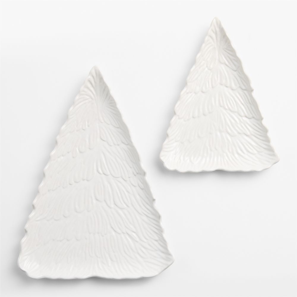 Embossed Tree Stoneware Platters, Set of 2