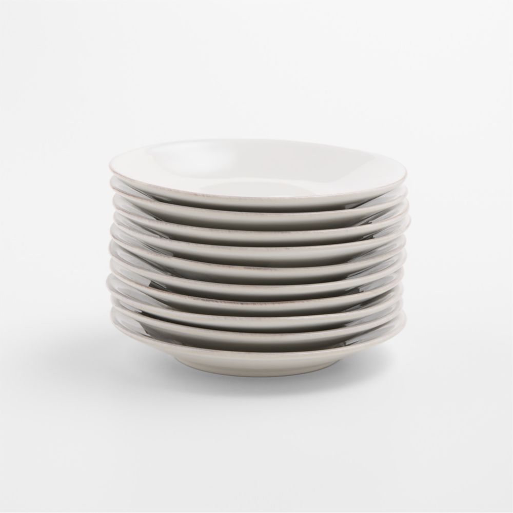 Marin White Round Stoneware Appetizer Plates, Set of 10