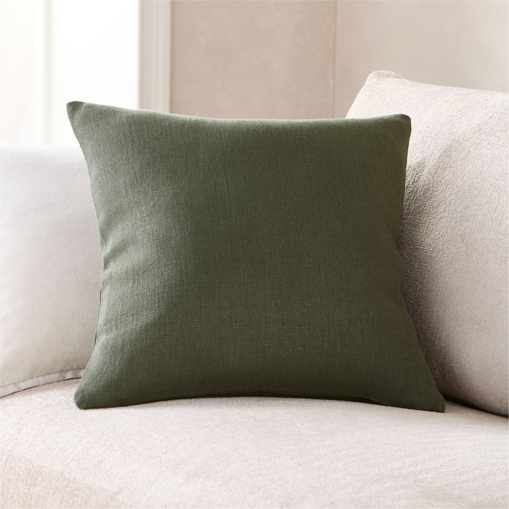 Relaxed Linen Layering 20"x20" Burnt Green Throw Pillow