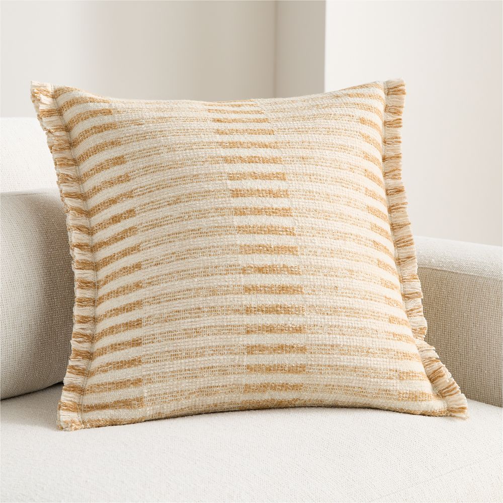 Bibury Wool Blend 20"x20" Camel Tan Throw Pillow