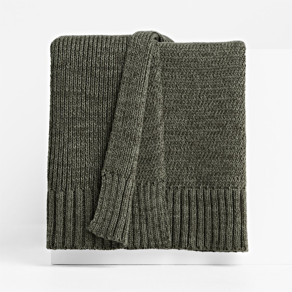 Sweater Knit 70"x55" Burnt Green Throw Blanket