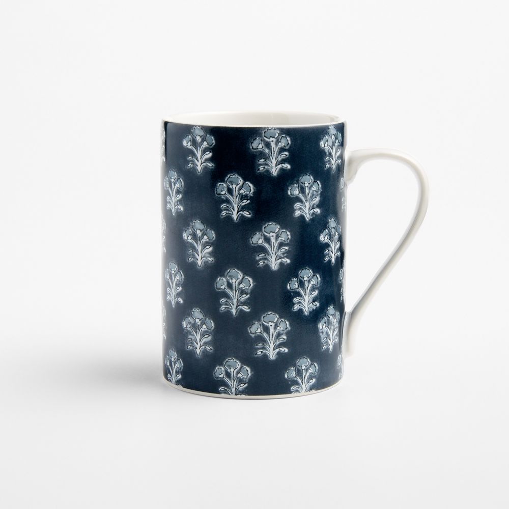 Nila 12.75-oz. Blue Floral Block Print Mug