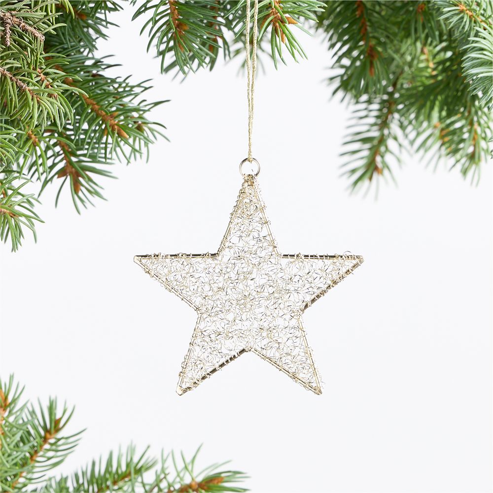 Gold Tinsel Star Christmas Tree Ornament