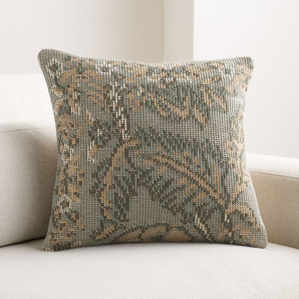 Hillsfield Organic Cotton 20"x20"Shadow Sage Throw Pillow