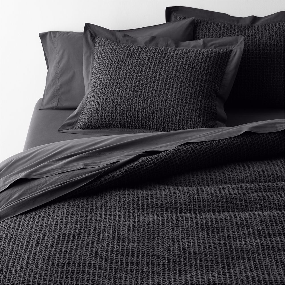 Organic Cotton Waffle Midnight Navy Blue Duvet Cover