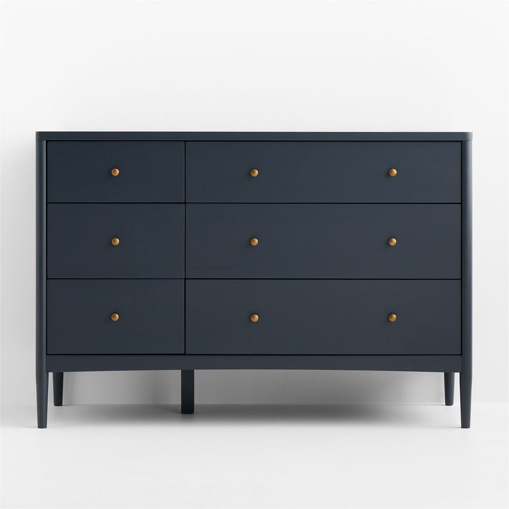 Hampshire 50" Navy Blue Wood Wide 6-Drawer Kids Dresser