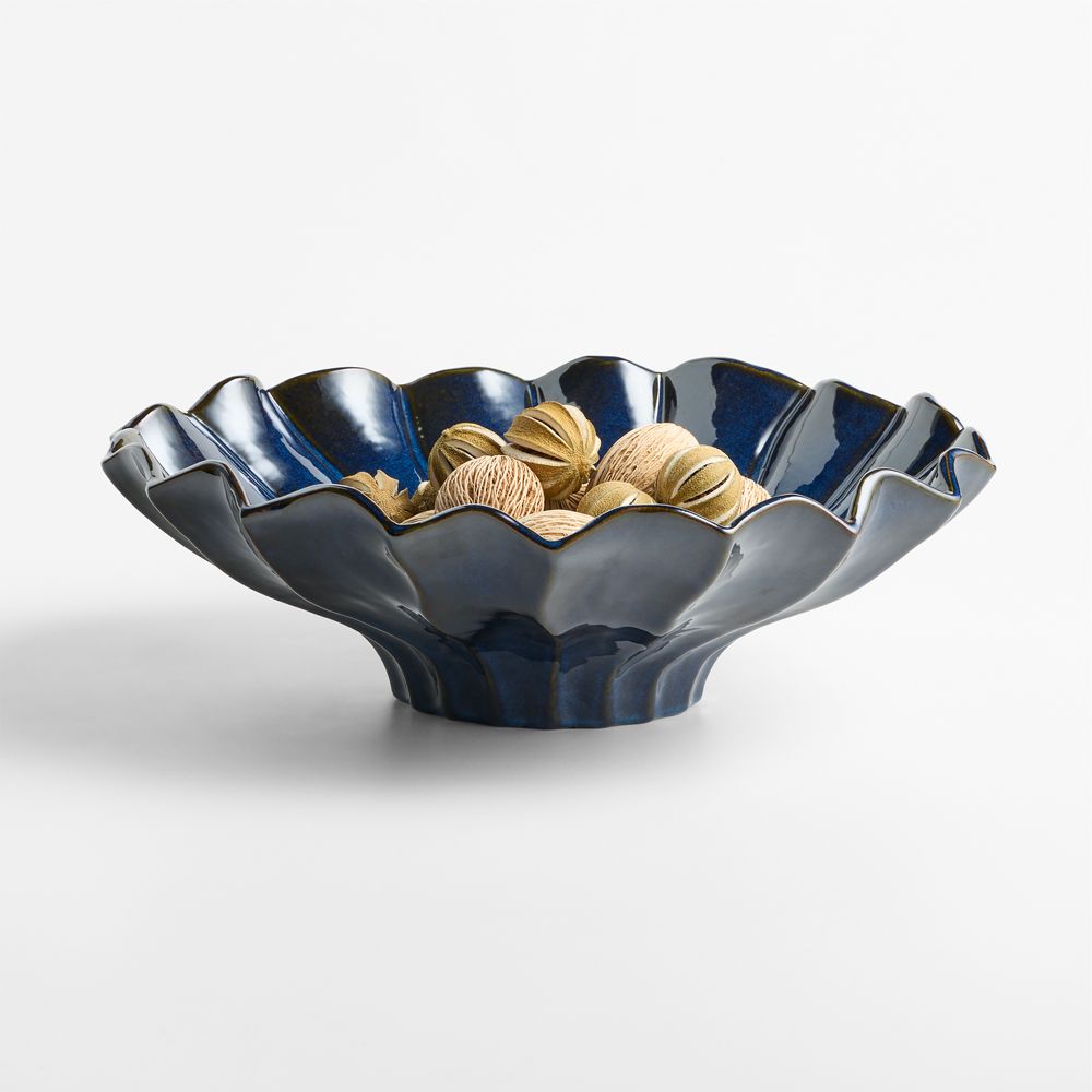Cross Court Blue Ceramic Centerpiece Bowl by Venus Williams