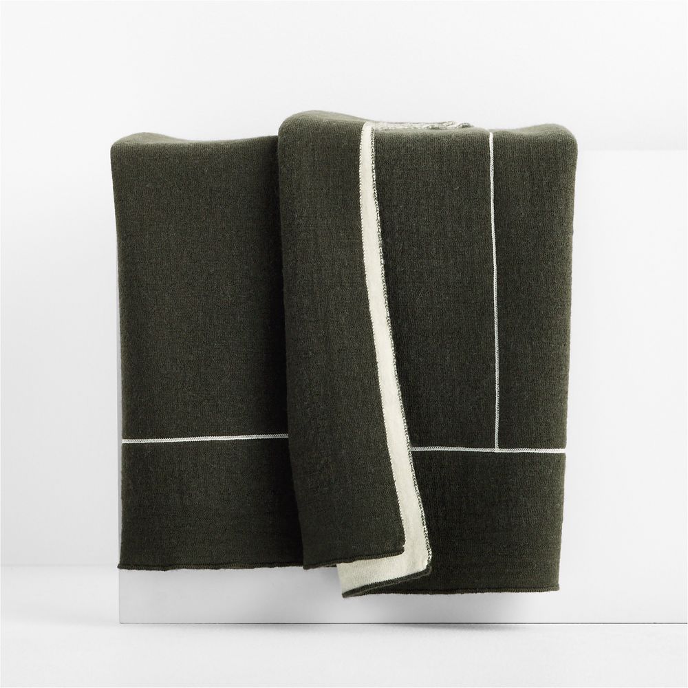 Courtside Merino Wool 70"x55" Ficus Green Throw Blanket by Venus Williams