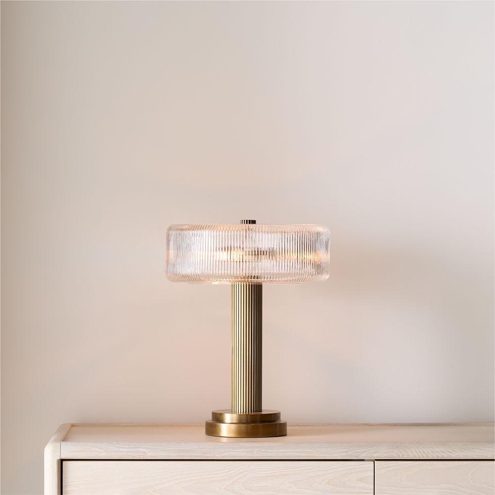 Vienna Metal Table Lamp with Rippled Glass Shade 17"