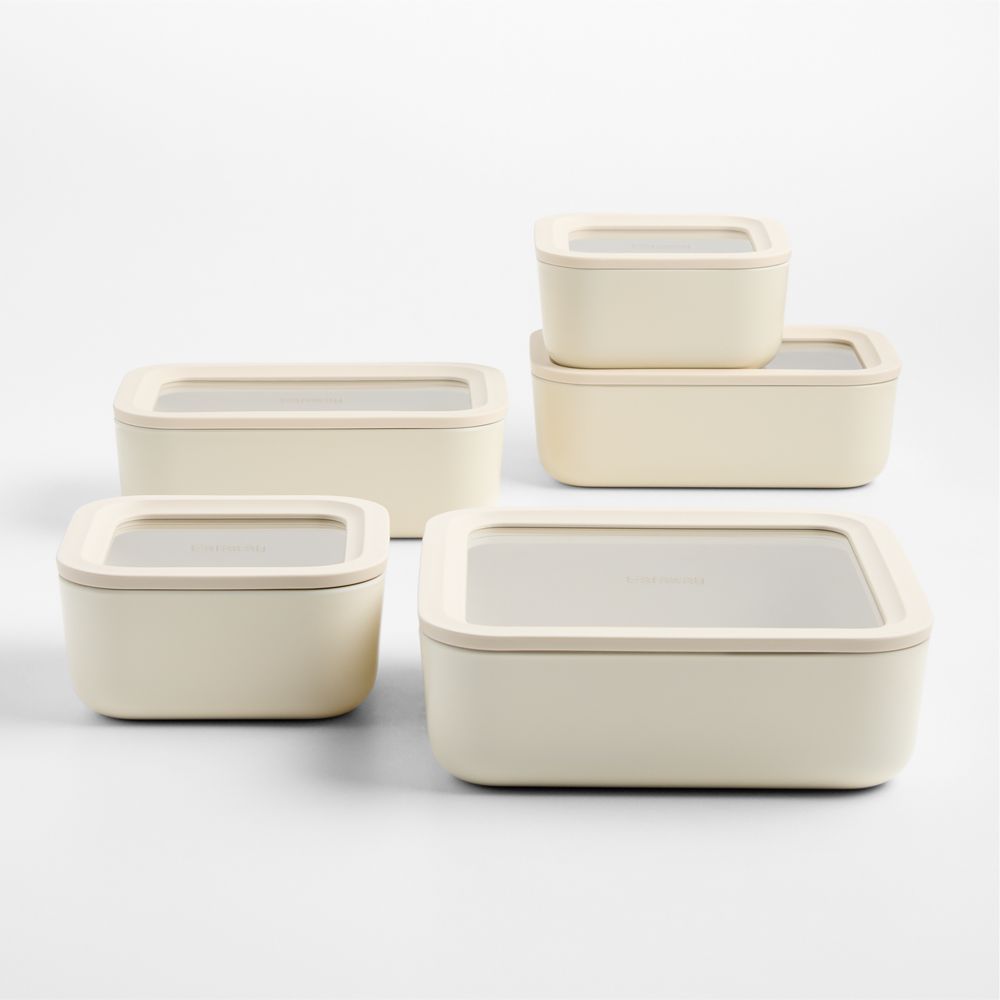 Caraway Cream & Gold Ceramic-Coated 13-Piece Glass Food Storage Set