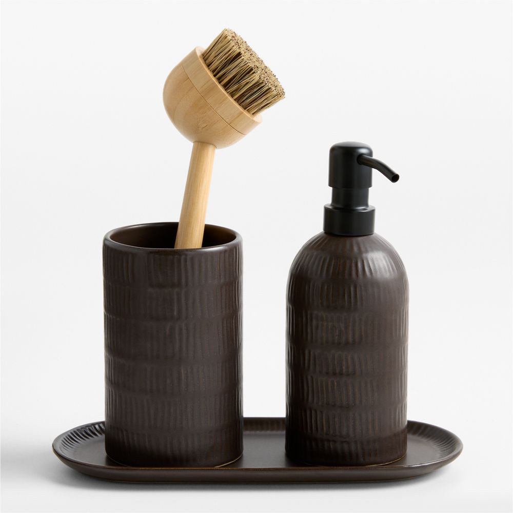Clean By Crate Driftwood 3-Piece Ceramic Sinkside Set