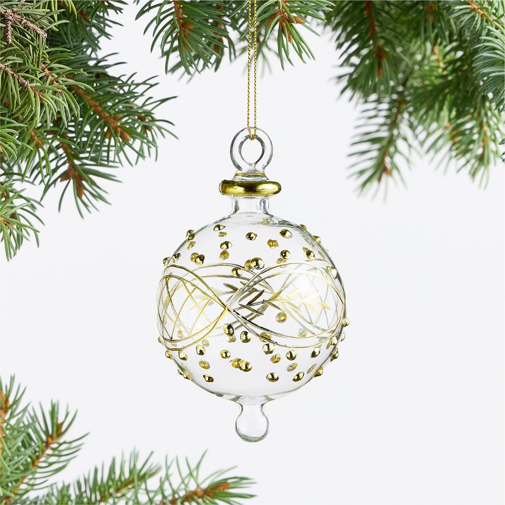Gold and Clear Glass Ball Christmas Tree Ornament