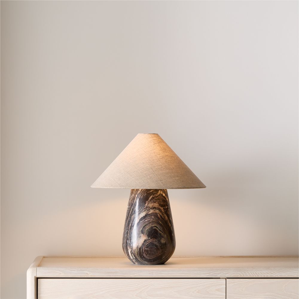 Millstone Breccia Marble Table Lamp with Fabric Shade 16.5"