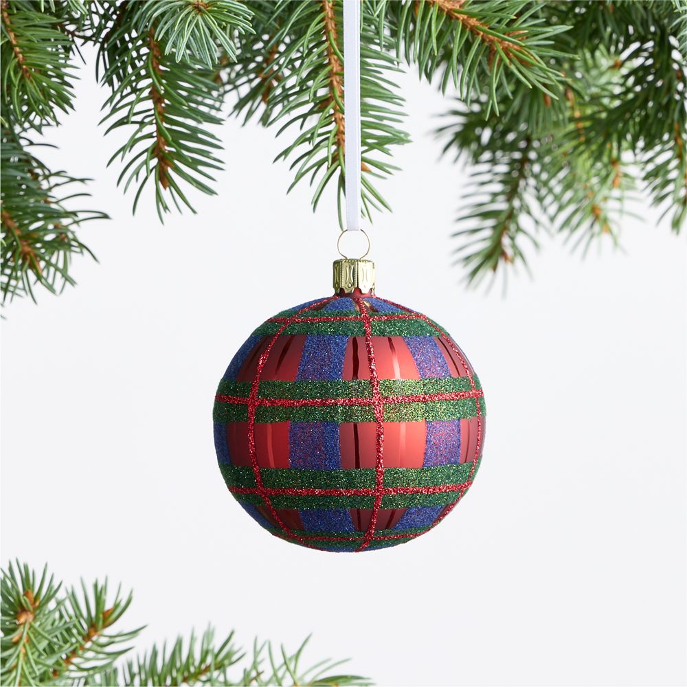 European Plaid Ball Christmas Tree Ornament