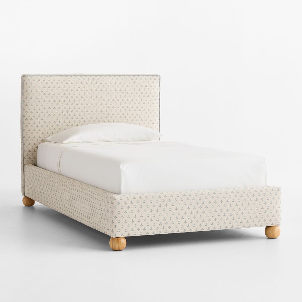 Avery Blue Floral Upholstered Kids Bed