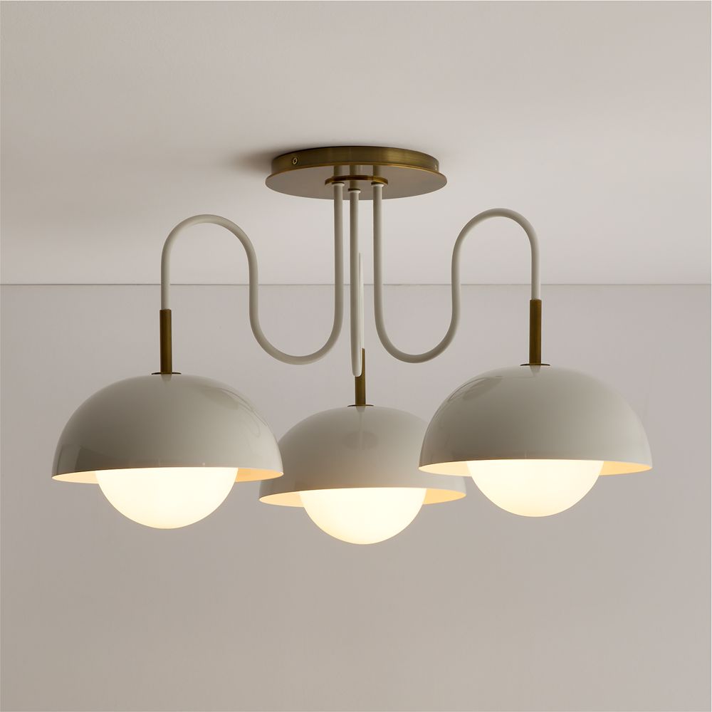 Grand Slam Lob 27" Enamel and Brass Cream Kids Ceiling Light by Venus Williams