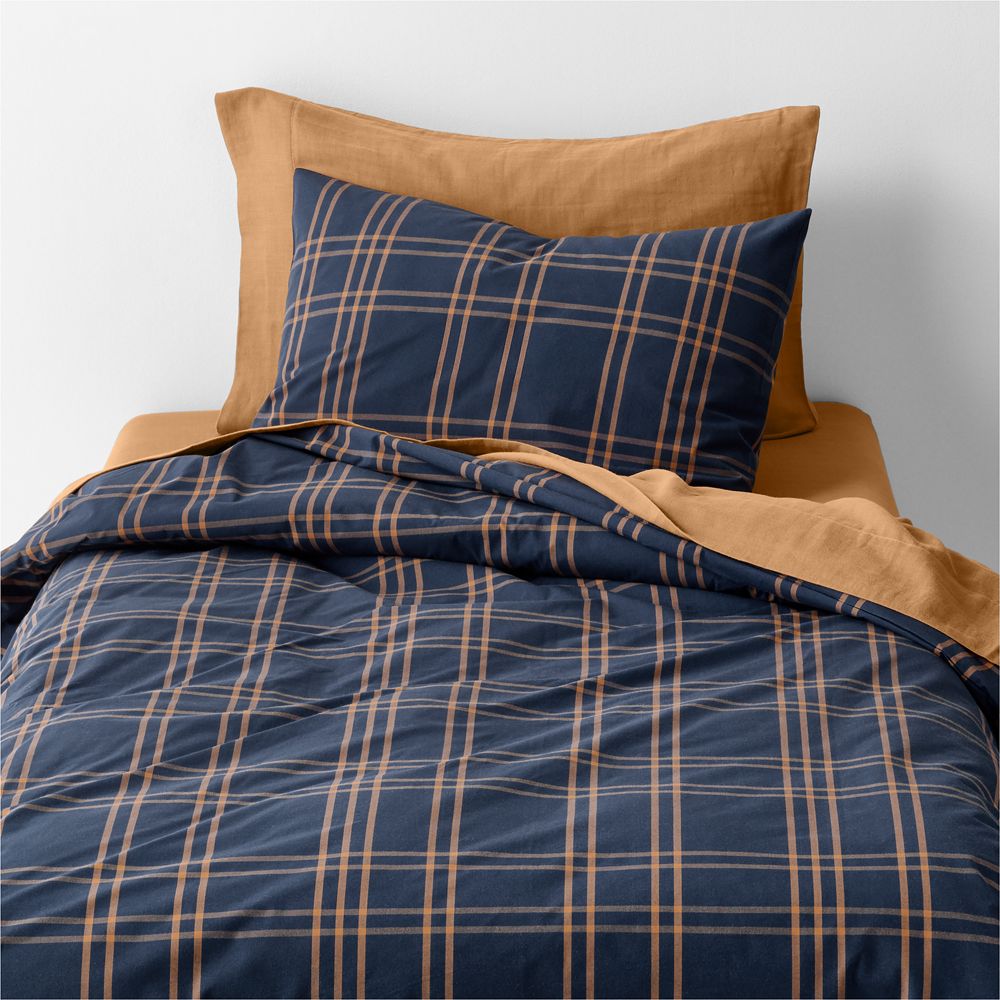 Stax Deep Indigo Organic Yarn Dyed Kids Duvet Cover