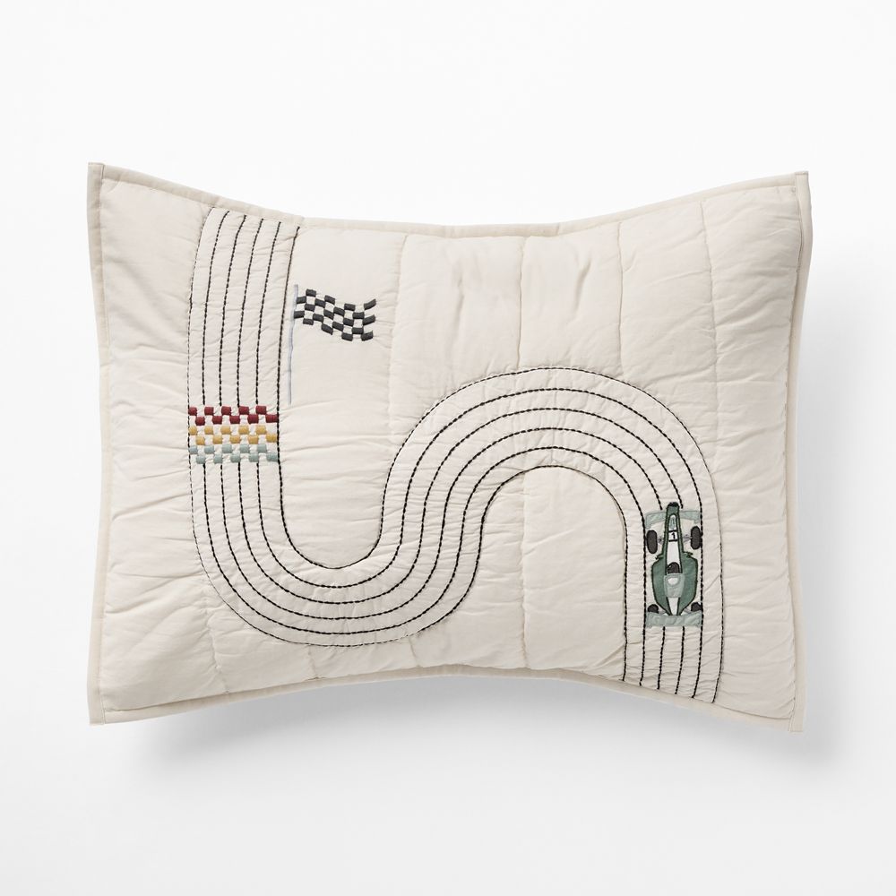 Victory Laps Embroidered Organic Cotton Kids Pillow Sham