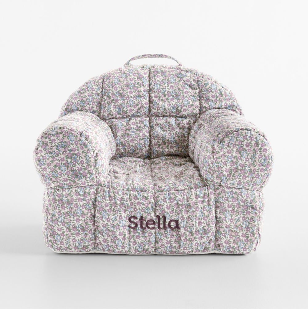 Large Sunset Purple Floral Puffy Cotton Kids Lounge Nod Chair