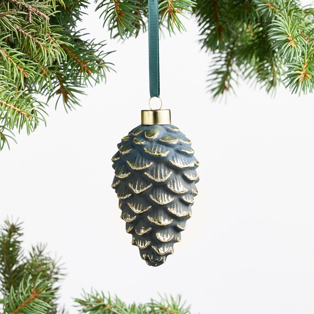 Green and Brass Pinecone Christmas Tree Ornament