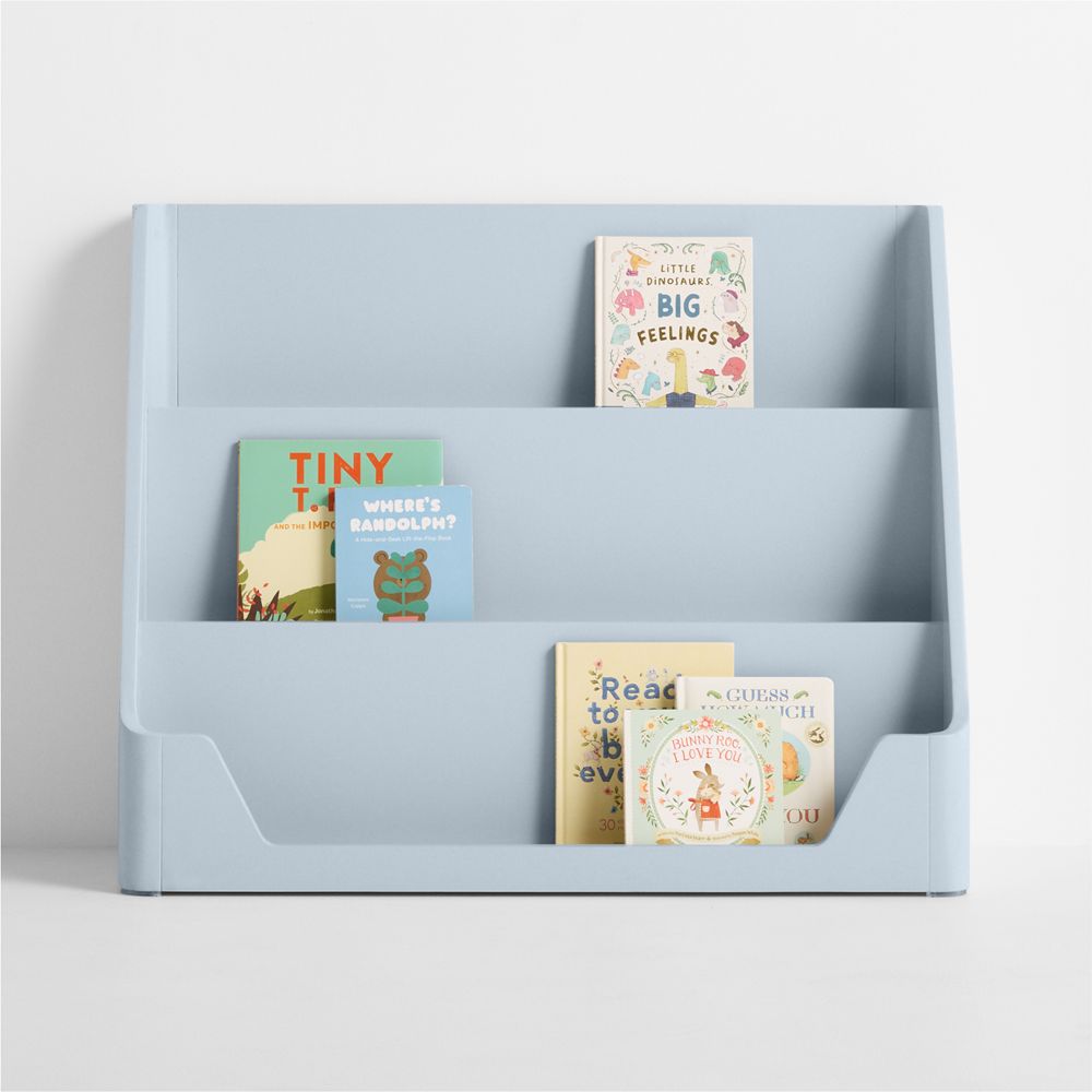 Scout Mist Blue Wood Kids Low Bookcase