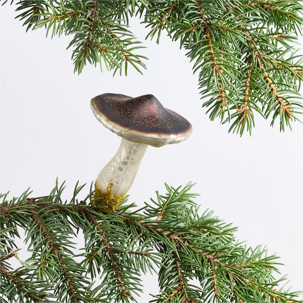 Taupe Glass Mushroom Christmas Tree Clip Ornament