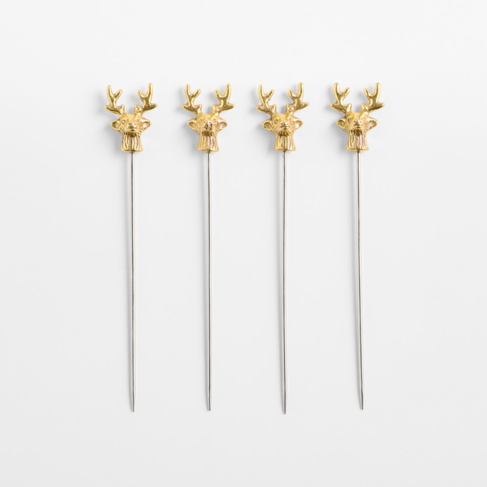 Nordic Deer Metal Cocktail Picks, Set of 4