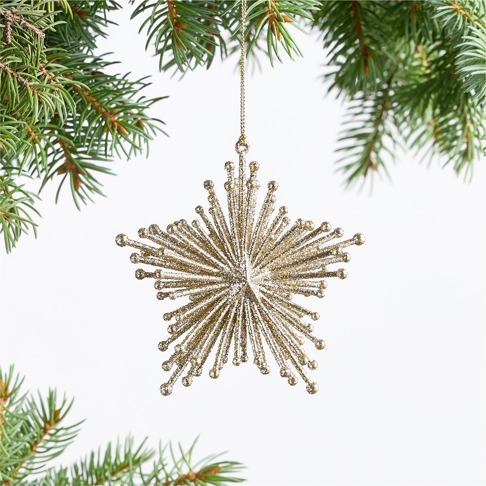 Gold Glitter Starburst Christmas Ornament
