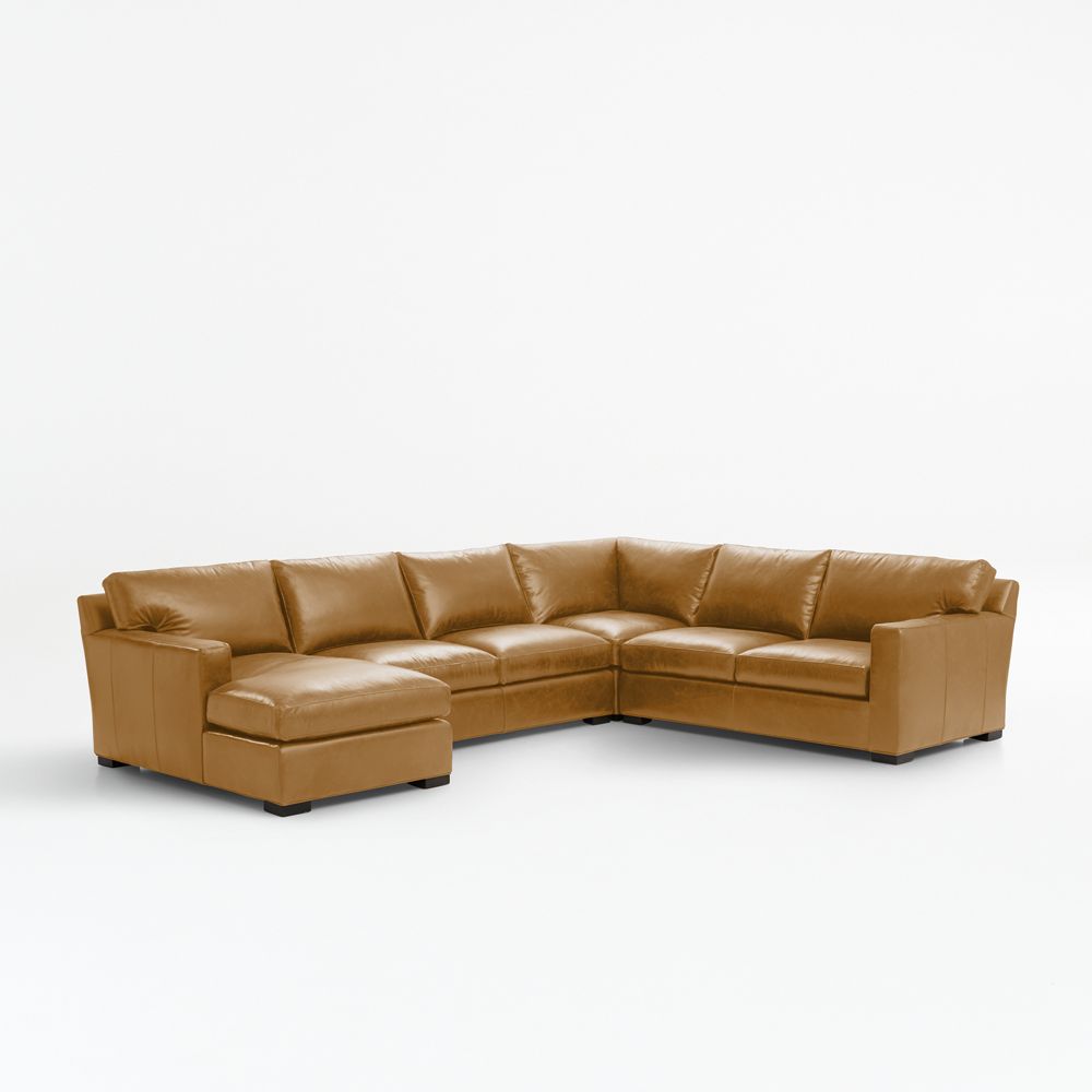 Axis 4-Piece L-Shaped Leather Sectional Sofa with Chaise Lounge